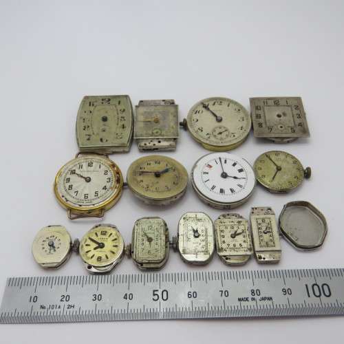 Lot of 14 mechanical watch movements for spares