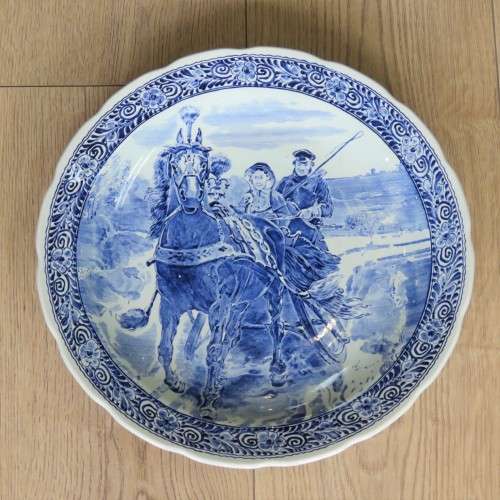 Vintage Blue Delft plate by Boch Belgium - Size 40 x 40 cm
