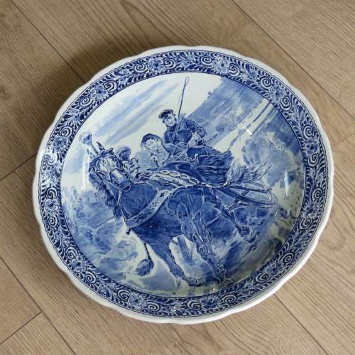 Vintage Blue Delft plate by Boch Belgium - Size 40 x 40 cm