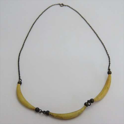 Sterling silver choker necklace with bone inserts - Vintage - Weighs 4,2 g