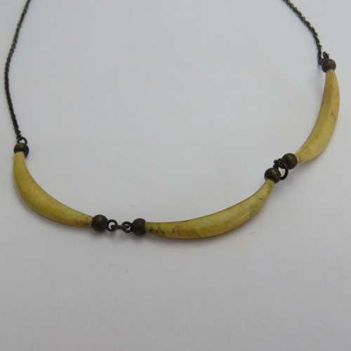 Sterling silver choker necklace with bone inserts - Vintage - Weighs 4,2 g
