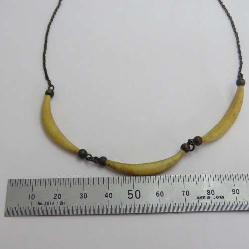 Sterling silver choker necklace with bone inserts - Vintage - Weighs 4,2 g