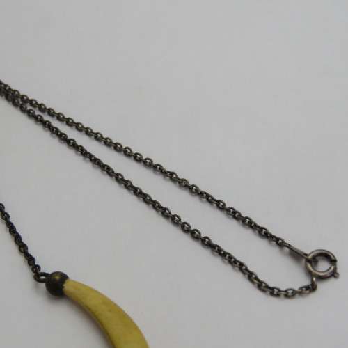 Sterling silver choker necklace with bone inserts - Vintage - Weighs 4,2 g