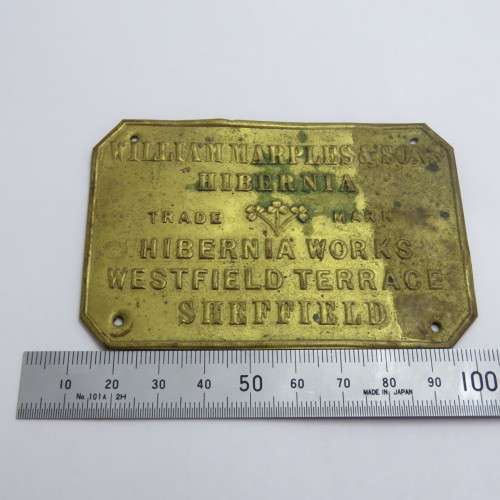 William Marples and Sons Hebernia brass plaque