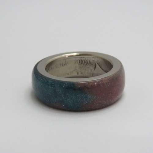 Colored Resin ring made from Australian coin - Year 2000 - Size N