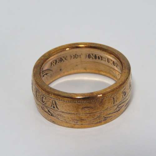Ring made from 1921 East Africa penny - Size U 1/2
