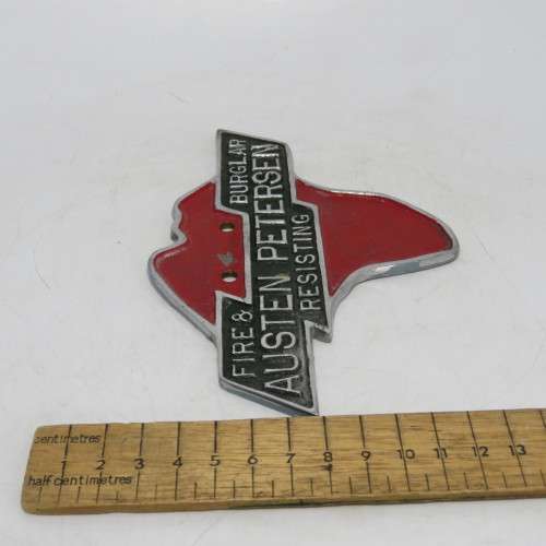 Vintage Austen Petersen Fire and Burglar resisting badge