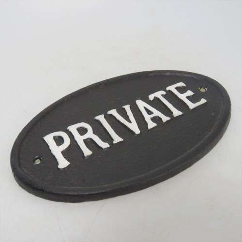 Vintage Cast Iron `Private` door plaque - Printed