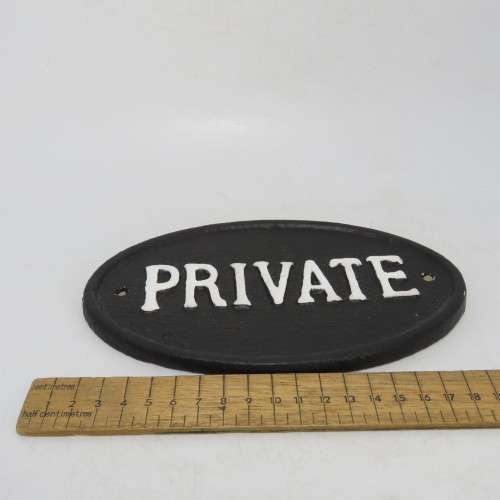 Vintage Cast Iron `Private` door plaque - Printed