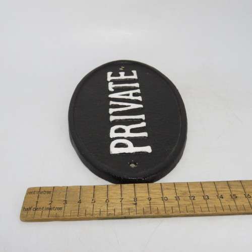 Vintage Cast Iron `Private` door plaque - Printed