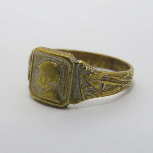 WW2 Italian Brass DVX Mussolini ring - Size V