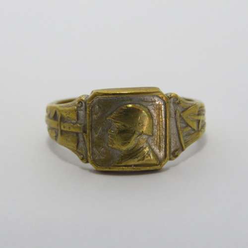 WW2 Italian Brass DVX Mussolini ring - Size V