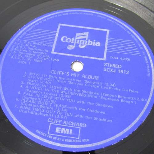 Cliffs Hit Album EMI Colombia 1960 - good condition
