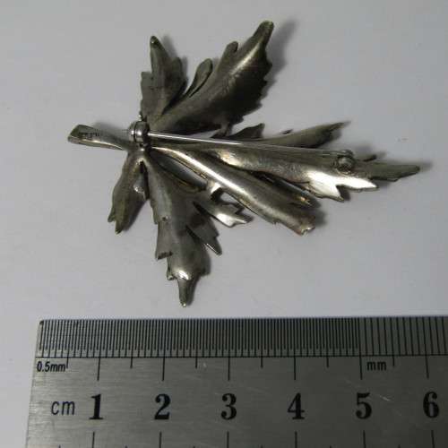 Sterling Silver marcasite leaf brooch