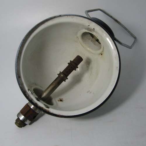 Vintage enamel gas lamp with handle - no glass