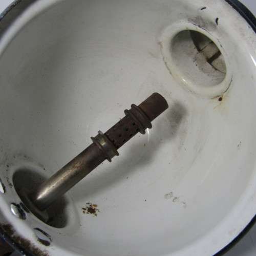 Vintage enamel gas lamp with handle - no glass