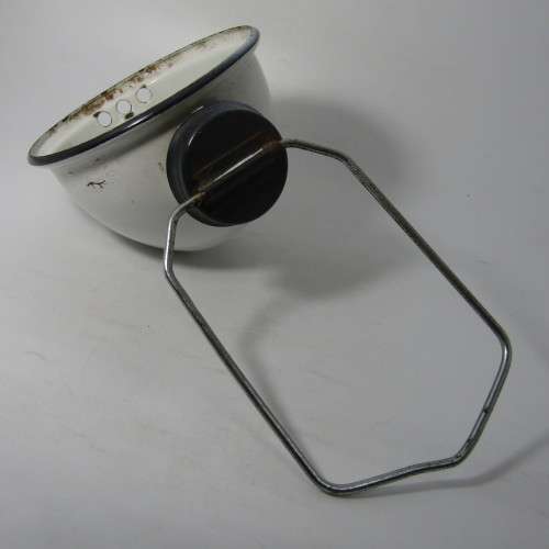 Vintage enamel gas lamp with handle - no glass