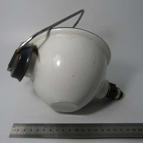 Vintage enamel gas lamp with handle - no glass