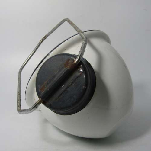 Vintage enamel gas lamp with handle - no glass