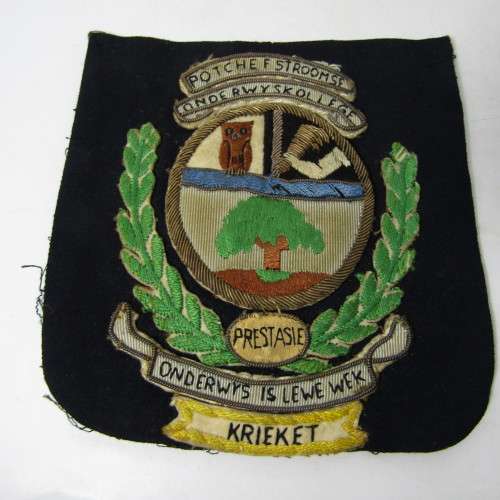 Vintage Potchefstroomse Oderwys Kollege cricket blazer badge