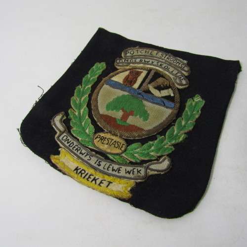 Vintage Potchefstroomse Oderwys Kollege cricket blazer badge