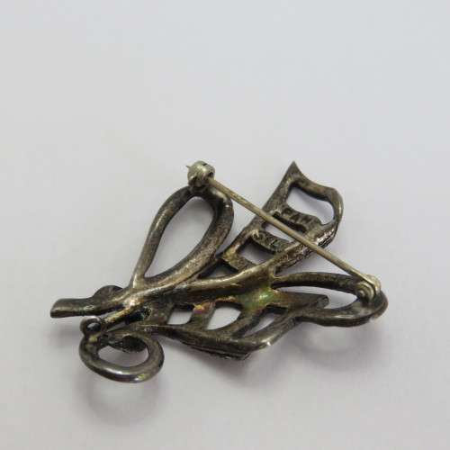 Vintage silver marcasite brooch - Marked PAM silver