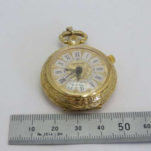 Vintage Mentor goldplated alarm pocketwatch - Working