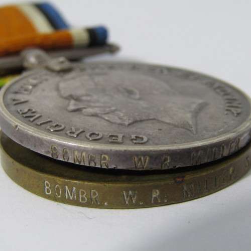 WW1 Medal Pair issued to W.R Miller, SA Heavy Artillery