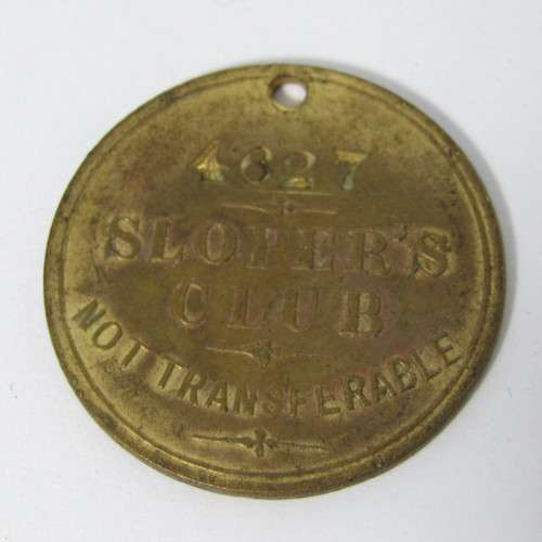 Antique Ally Sloper`s Half Holiday Sloper`s Club #4827 member medallion