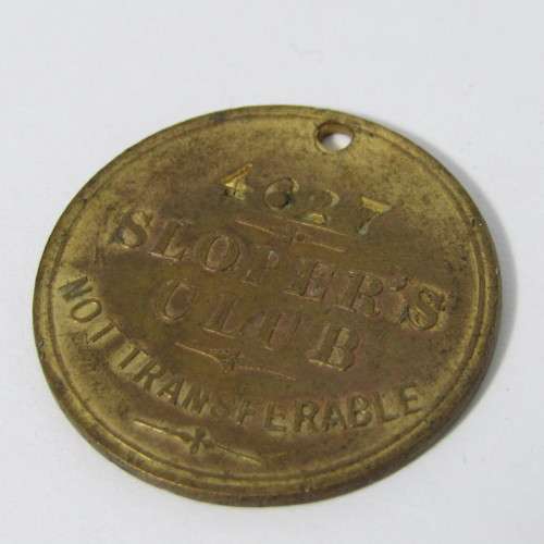 Antique Ally Sloper`s Half Holiday Sloper`s Club #4827 member medallion