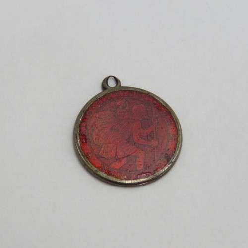 Silver enameled St Christopher inscribed To Babs from Hal