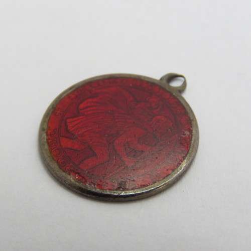 Silver enameled St Christopher inscribed To Babs from Hal
