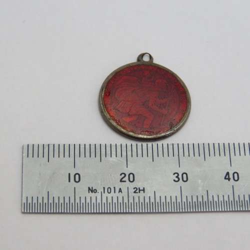Silver enameled St Christopher inscribed To Babs from Hal