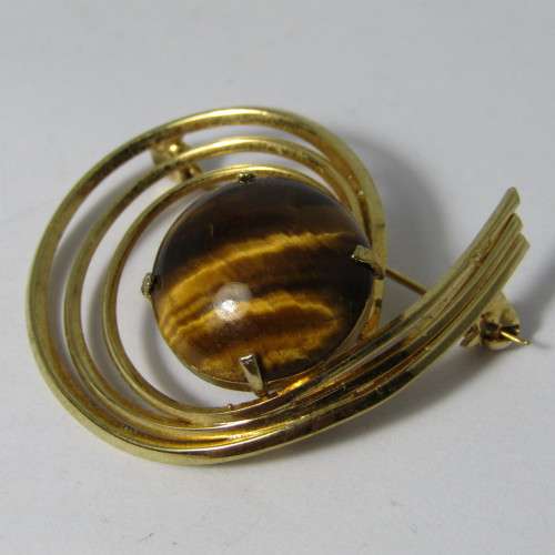 Gold coloured Tigers Eye brooch