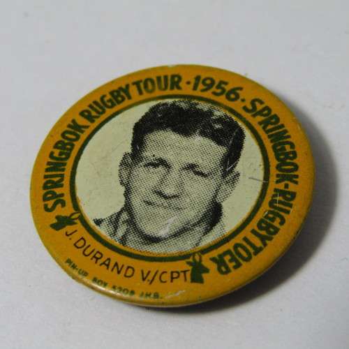 1956 Springbok Rugby tour Jacobus du Rand (vice Captain) tinnie badge