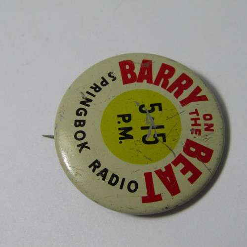 Vintage ` Barry on the Beat` Springbok radio tinnie badge