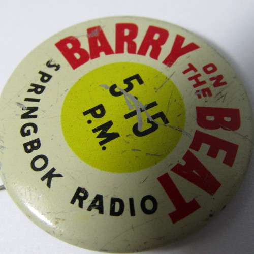 Vintage ` Barry on the Beat` Springbok radio tinnie badge