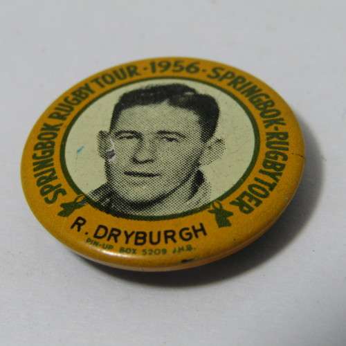 1956 Springbok Rugby tour Roy Dryburgh tinnie badge