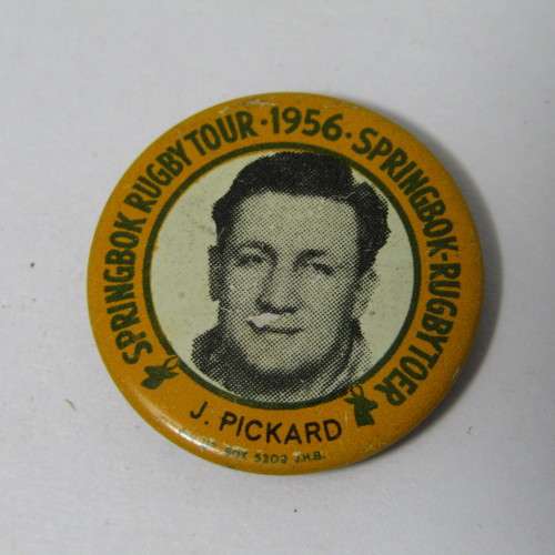 1956 Springbok Rugby tour Jan Pickard tinnie badge