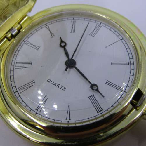 Vintage style half hunter quartz pocket watch - working