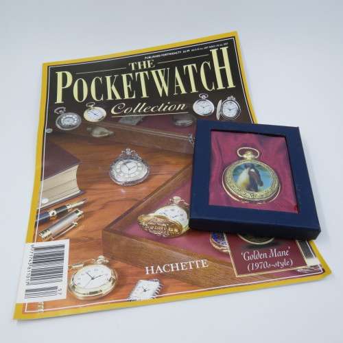 1970`s Style Golden Mane full hunter quartz pocketwatch - Hachette pocketwatch collection #57
