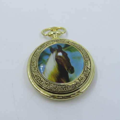1970`s Style Golden Mane full hunter quartz pocketwatch - Hachette pocketwatch collection #57