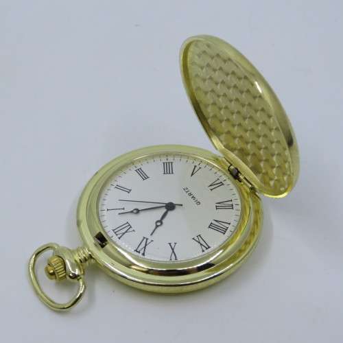 1970`s Style Golden Mane full hunter quartz pocketwatch - Hachette pocketwatch collection #57