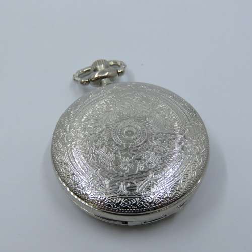 1880`s Style Floral full hunter quartz pocketwatch - Hachette pocketwatch collection #36 - Working