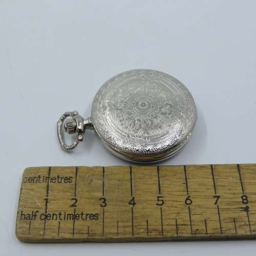 1880`s Style Floral full hunter quartz pocketwatch - Hachette pocketwatch collection #36 - Working