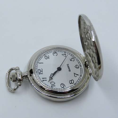 1880`s Style Floral full hunter quartz pocketwatch - Hachette pocketwatch collection #36 - Working