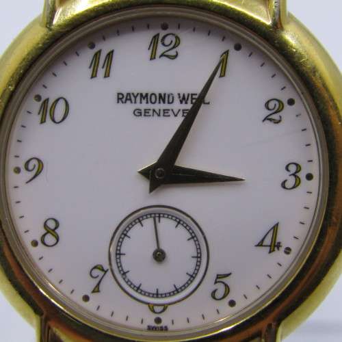 Raymond Weil 9808 quartz 18kt Gold Plated mens watch - 32mm without crown - working