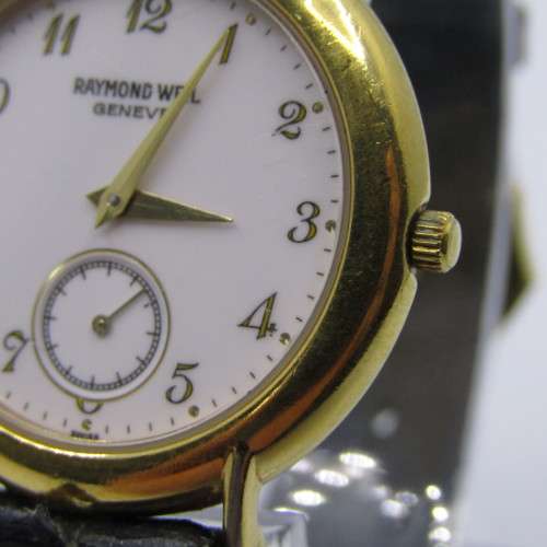 Raymond Weil 9808 quartz 18kt Gold Plated mens watch - 32mm without crown - working