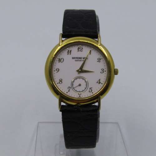 Raymond Weil 9808 quartz 18kt Gold Plated mens watch - 32mm without crown - working