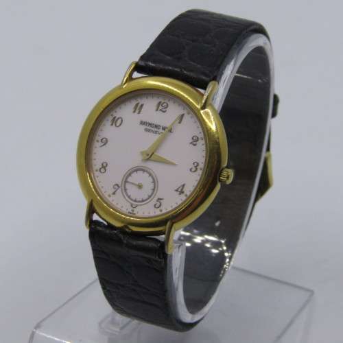 Raymond Weil 9808 quartz 18kt Gold Plated mens watch - 32mm without crown - working